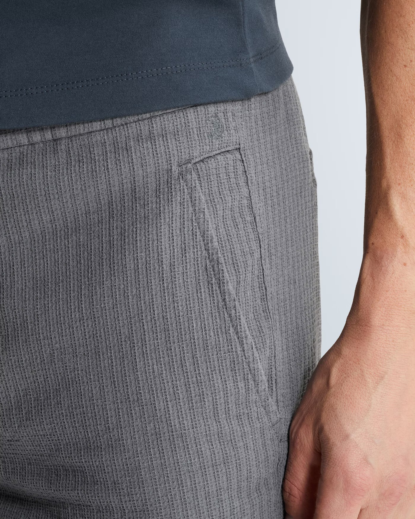 chino short grijsblauw katoen linnen