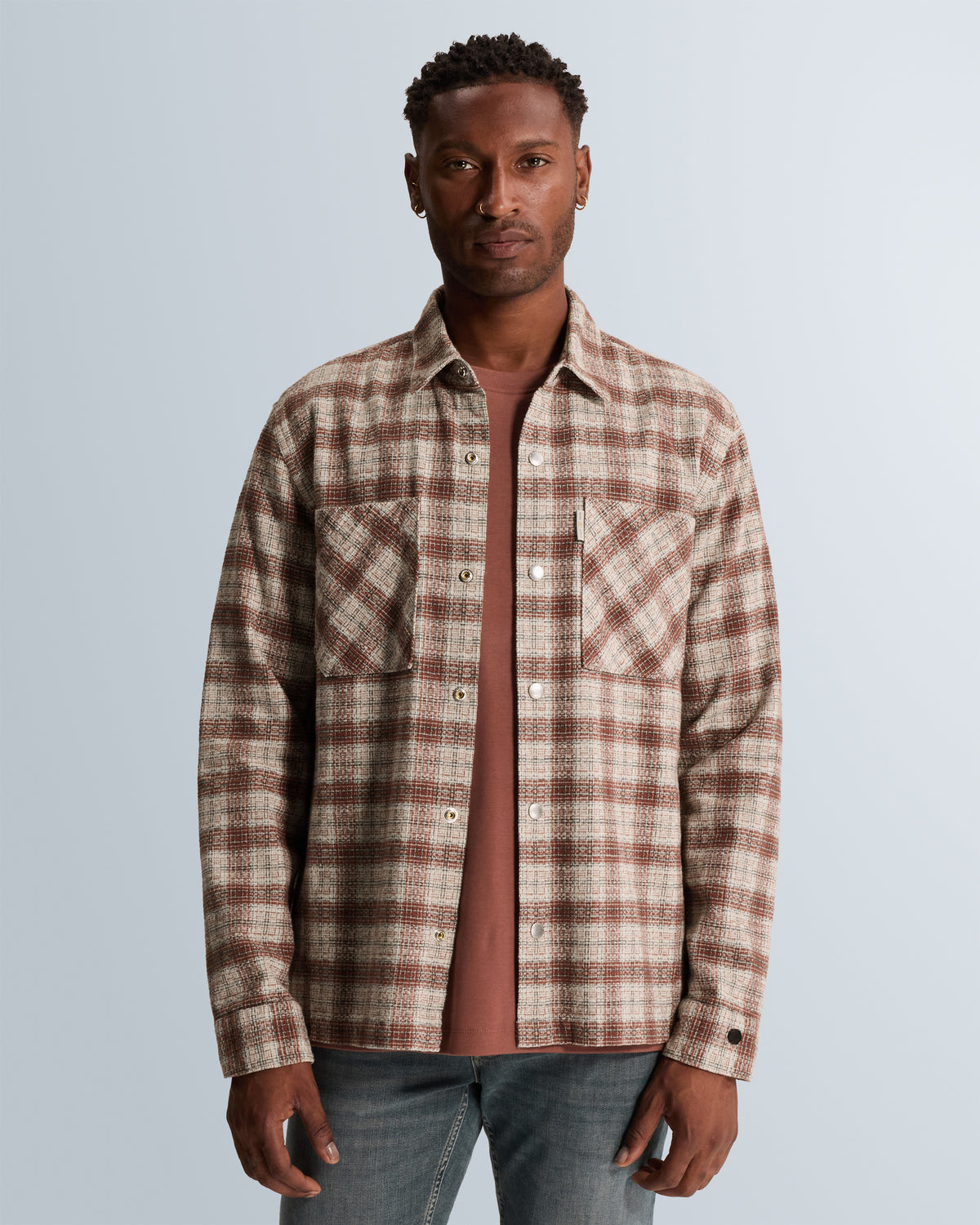 Cast Iron overshirt grijs – ruitpatroon met borstzakken