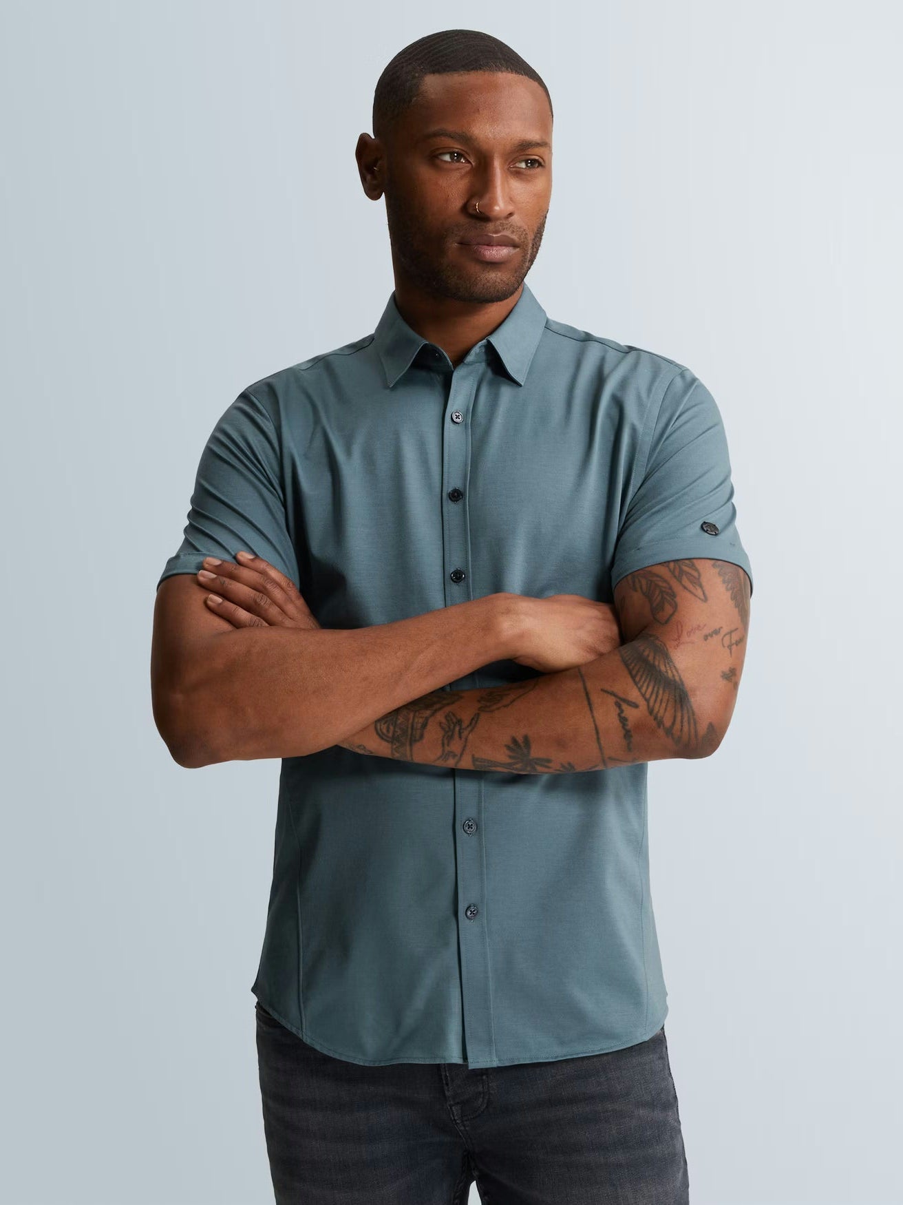 Overhemd Korte Mouw Jersey Slim Fit