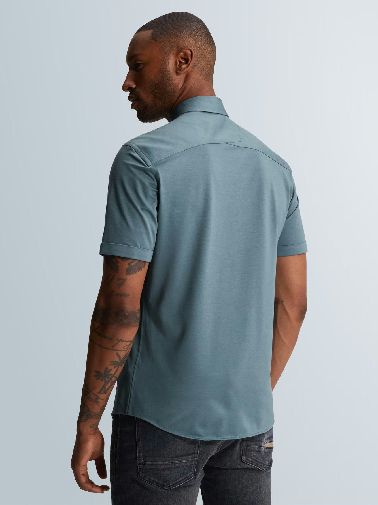 Overhemd Korte Mouw Jersey Slim Fit