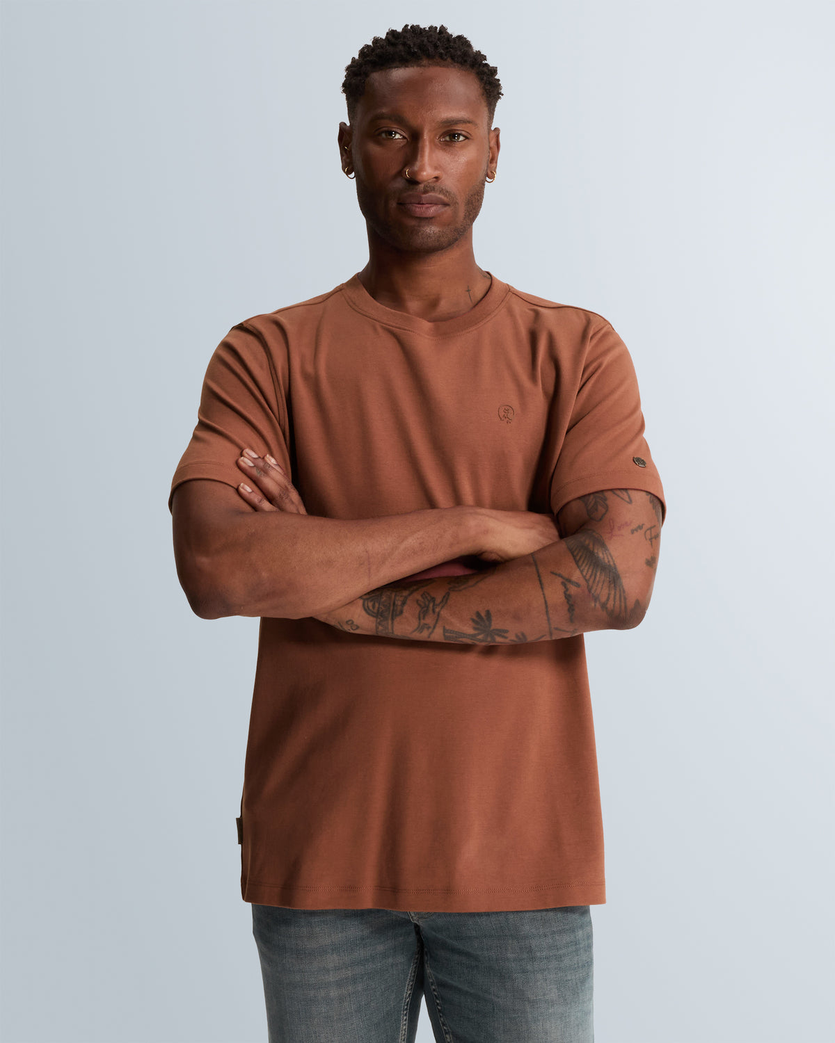 Cast Iron t-shirt roodbruin – interlock ronde hals