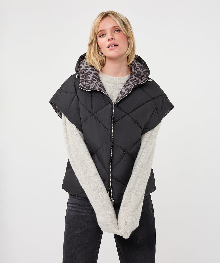 Omkeerbare Bodywarmer Luipaard Zwart