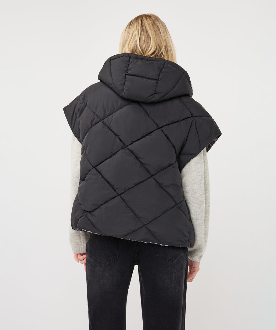 Omkeerbare Bodywarmer Luipaard Zwart
