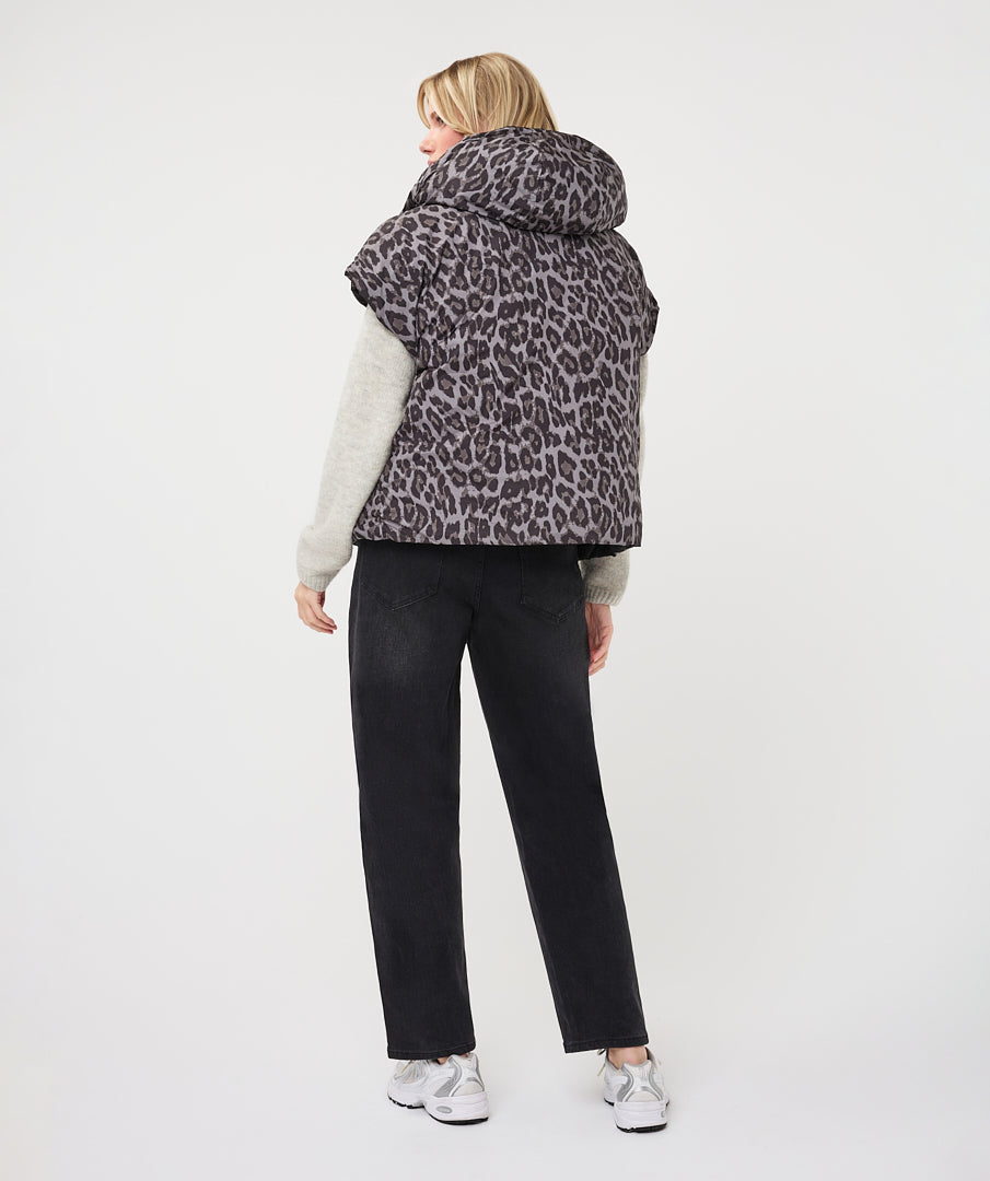 Omkeerbare Bodywarmer Luipaard Zwart