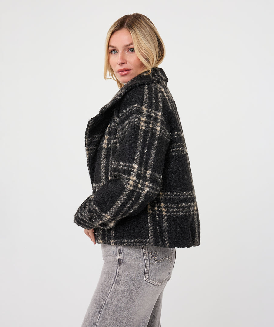 Jas Ruit Boucle Zwart
