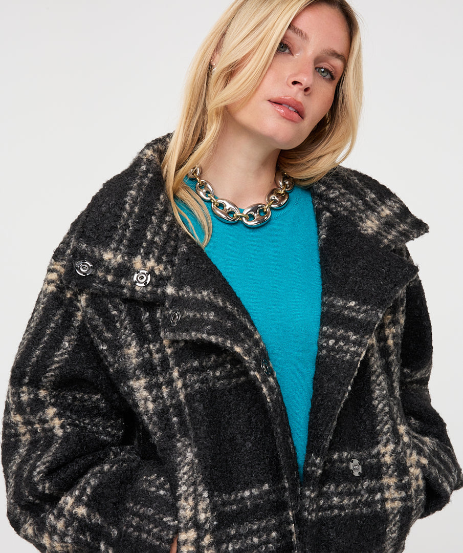 Jas Ruit Boucle Zwart