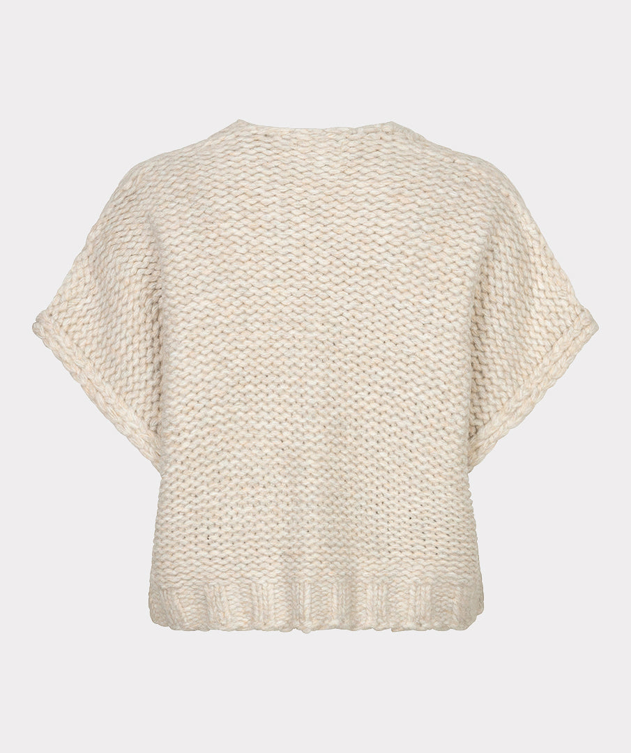 Gilet Grofgebreid Beige