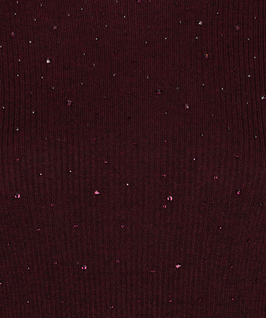 Trui Studs Korte Mouw Bordeaux