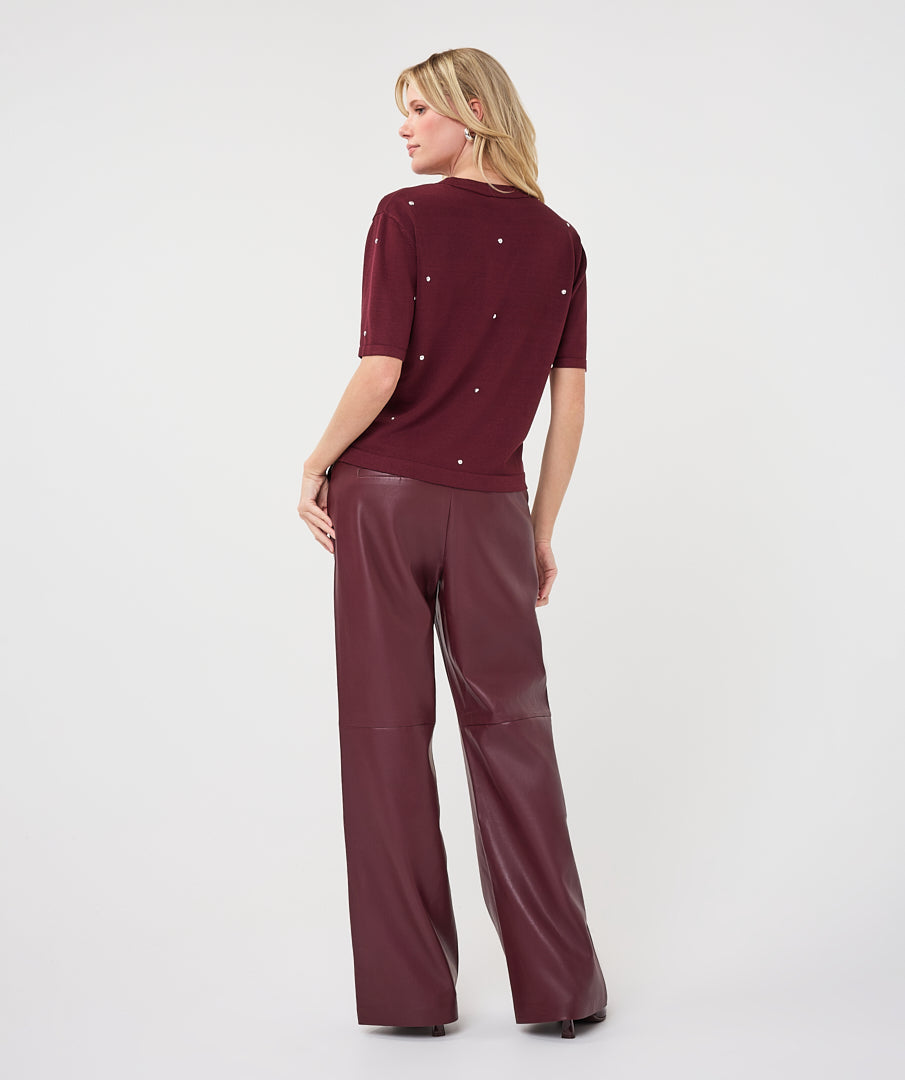 Trui Zilveren Studs Bordeaux