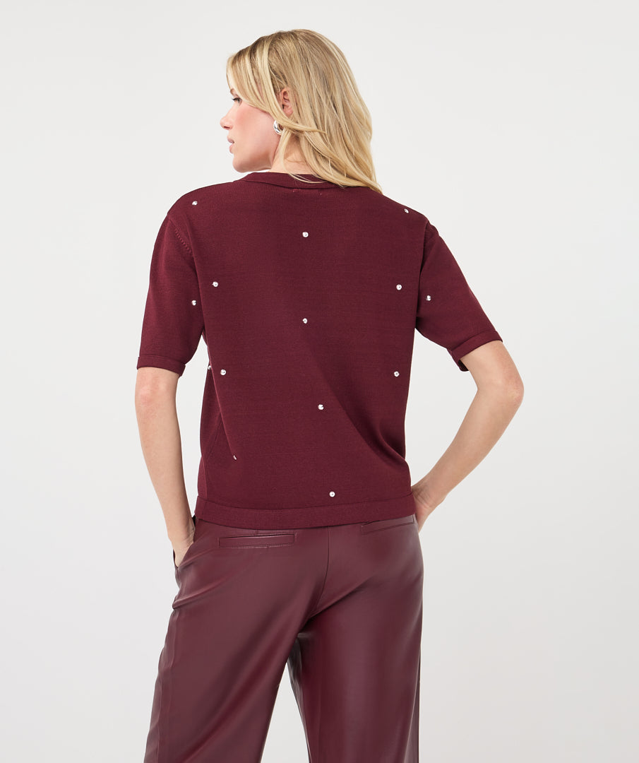Trui Zilveren Studs Bordeaux