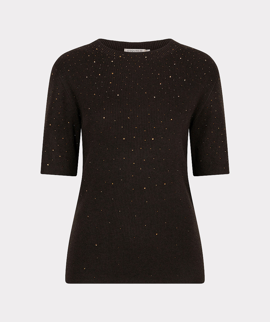 Trui Studs Korte Mouw Bruin