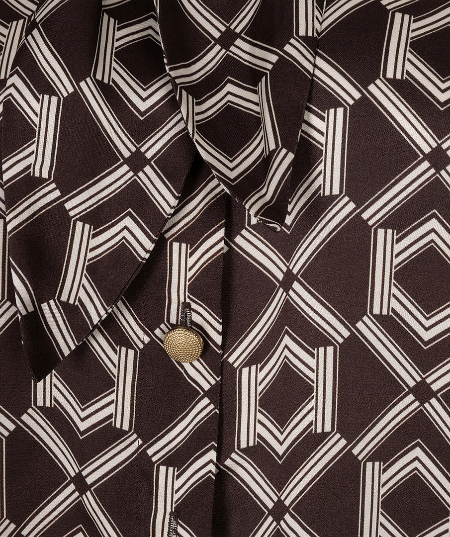 Blouse Strik Print Bruin