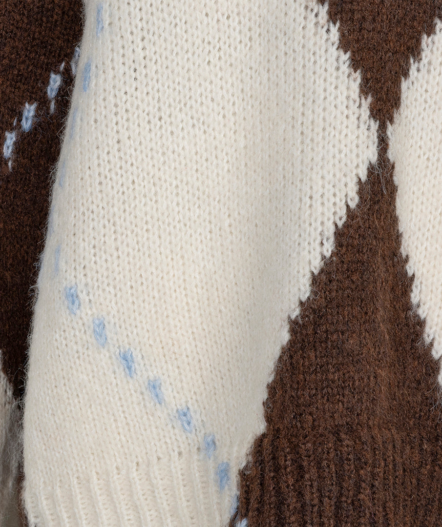 Trui Argyle Bruin