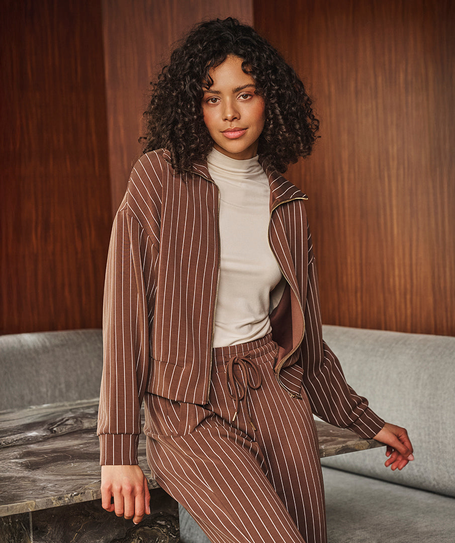 Blouson Krijtstreep Bruin