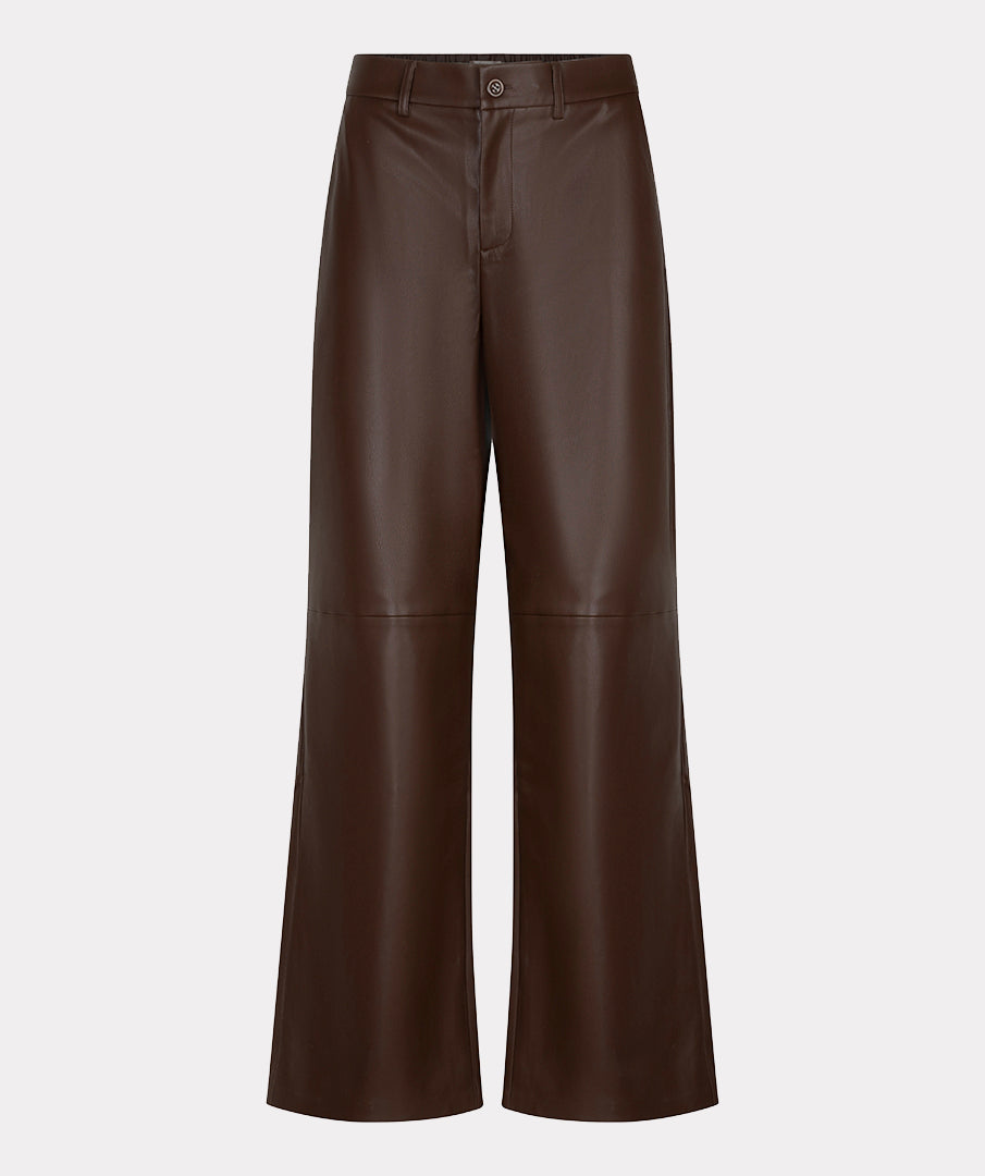 Broek Wijd Leatherlook Bruin