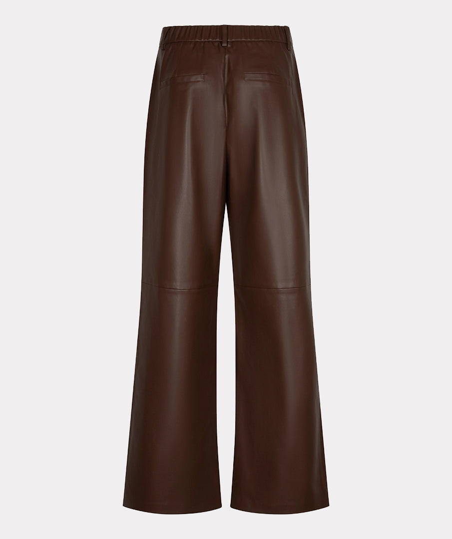 Broek Wijd Leatherlook Bruin