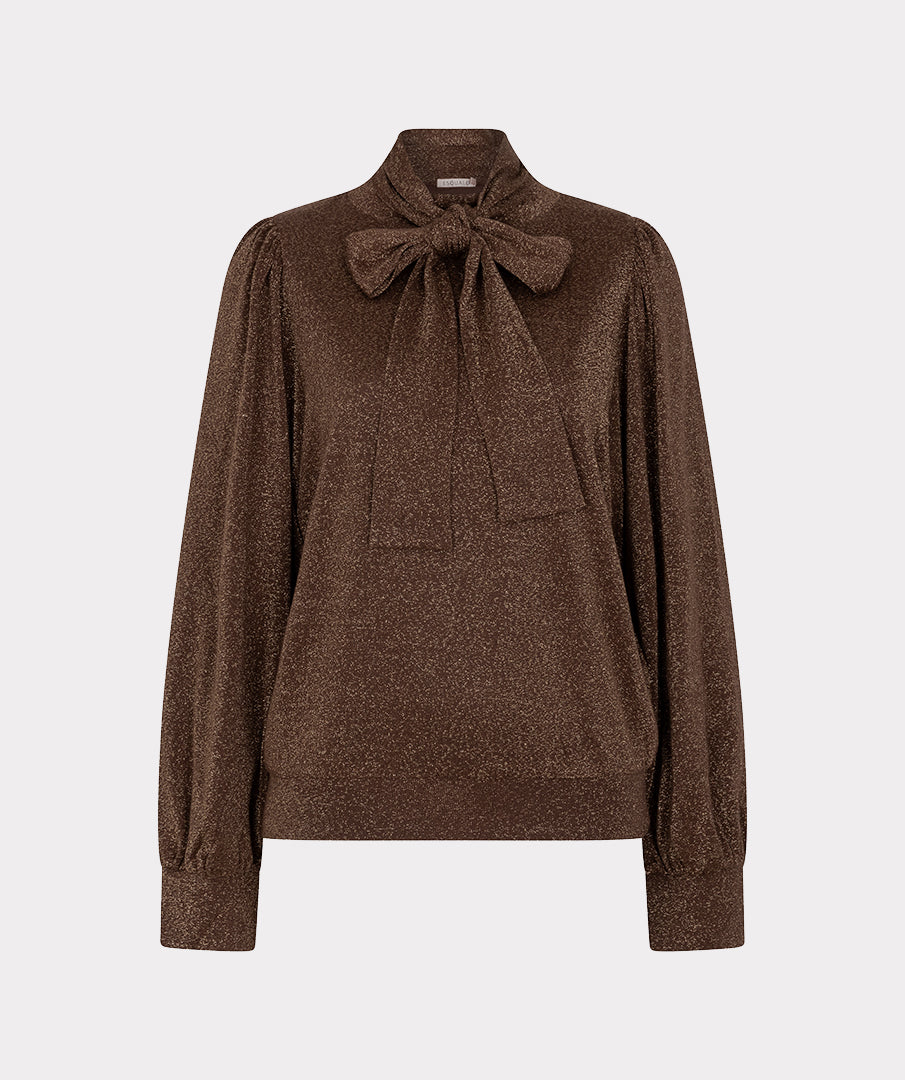Blouse Strik Lurex Bruin