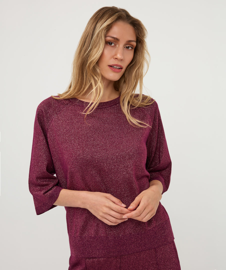 Trui Lurex Bordeaux