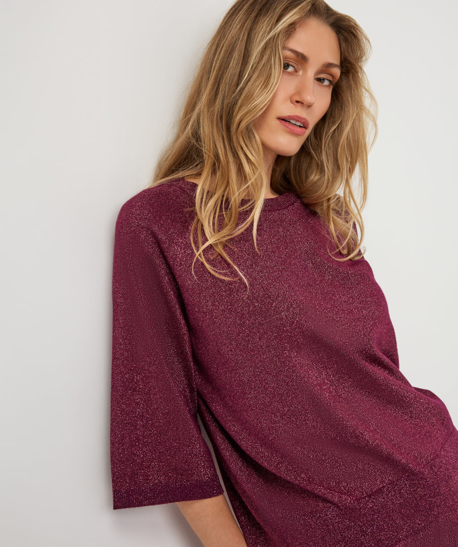Trui Lurex Bordeaux