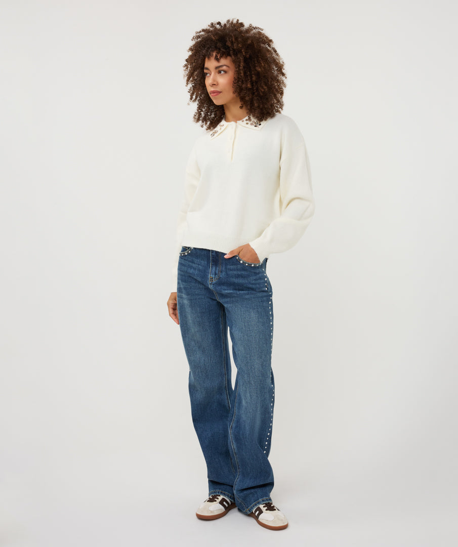 Straight Jeans Studs Blauw