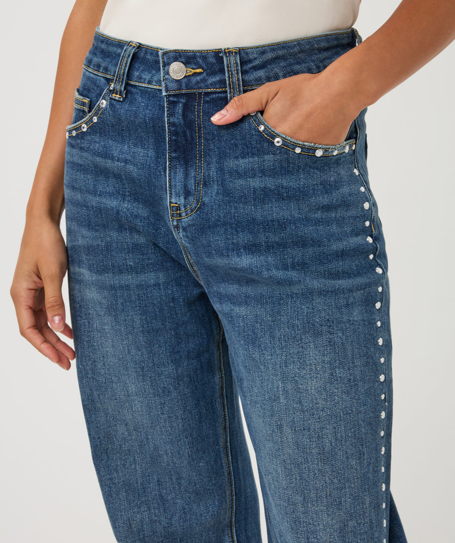 Straight Jeans Studs Blauw