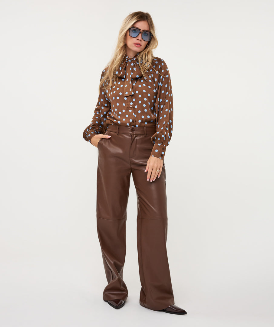 Blouse Strik Stippen Bruin