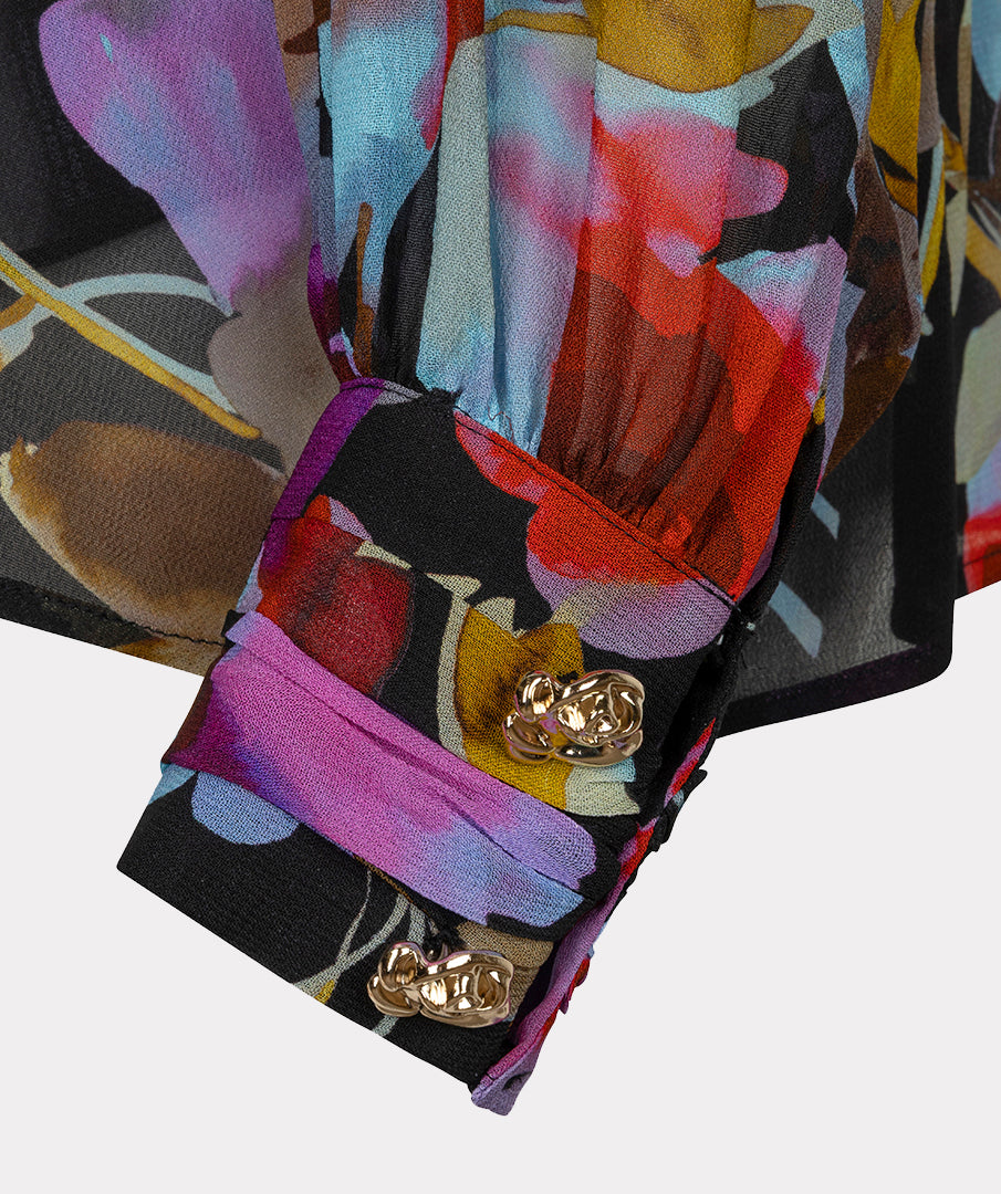 Blouse Bloemenprint Zwart