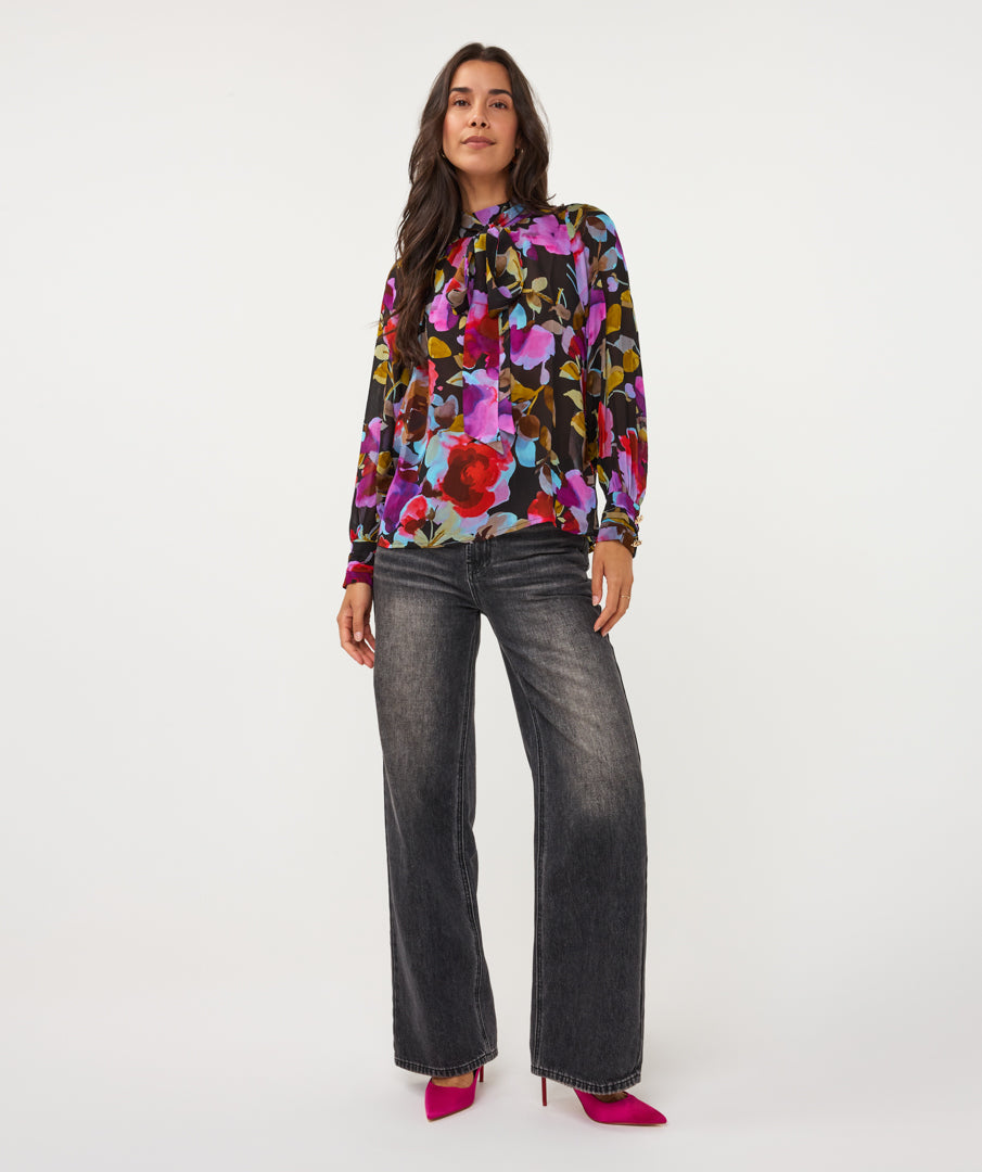 Blouse Bloemenprint Zwart