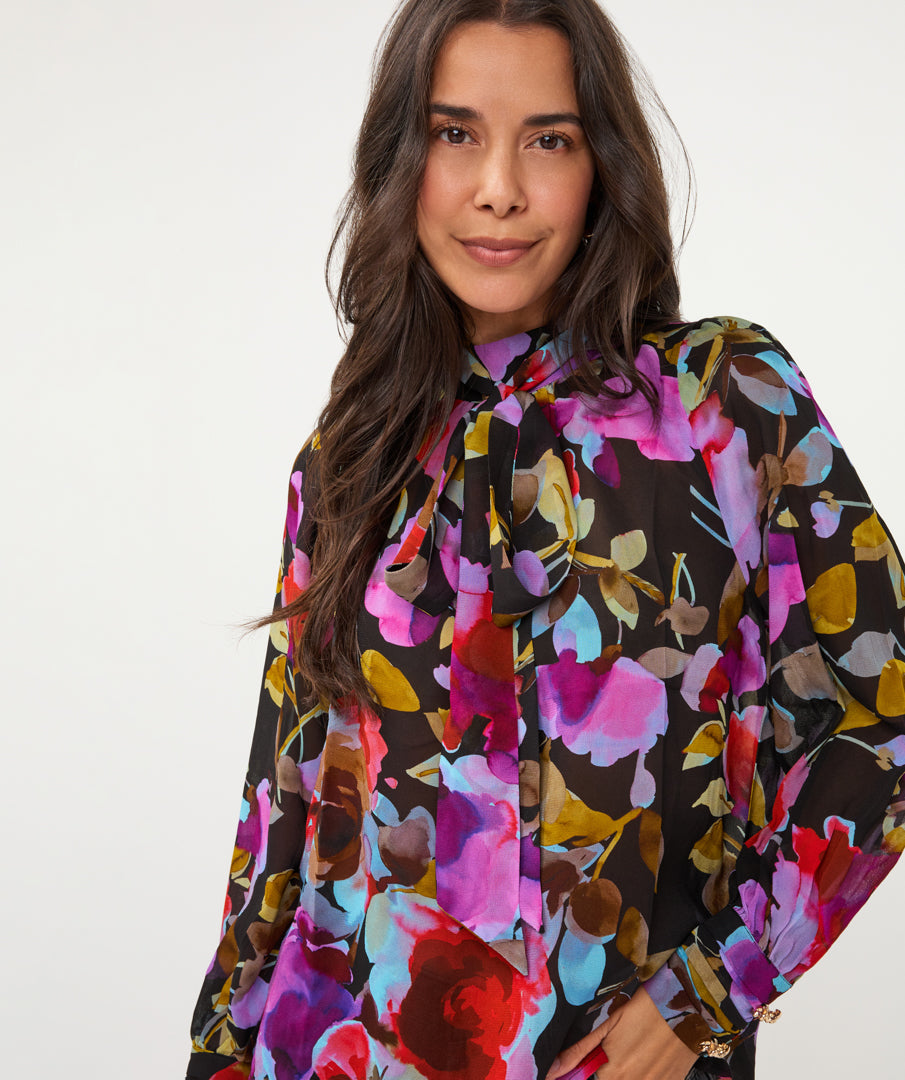 Blouse Bloemenprint Zwart