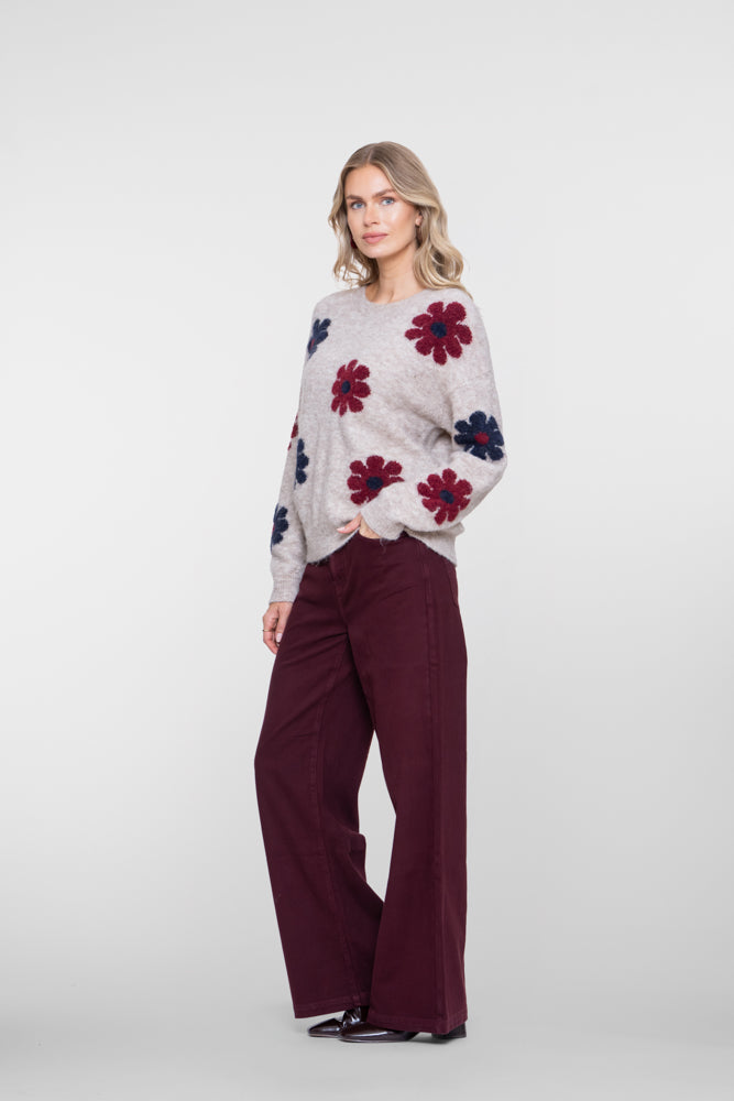 Jeans Wijde Pijp Bordeaux