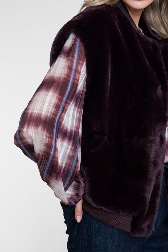 Gilet Fake Fur Bordeaux