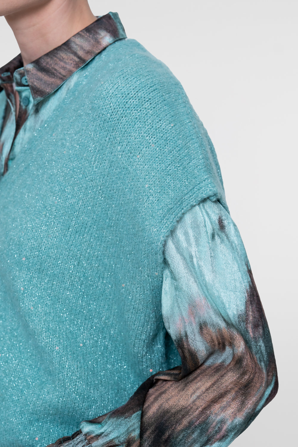 Gilet Sierknopen Aqua