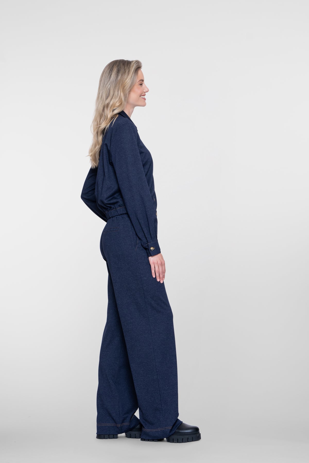Broek Denimlook Donkerblauw