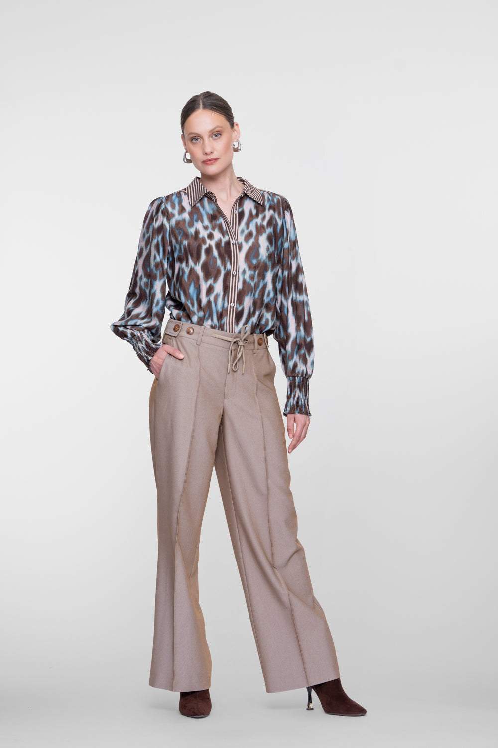 Blouse Luipaardprint Blauw/Bruin