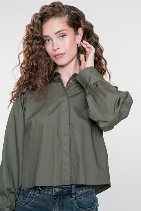 Blouse Plooirug Mosgroen