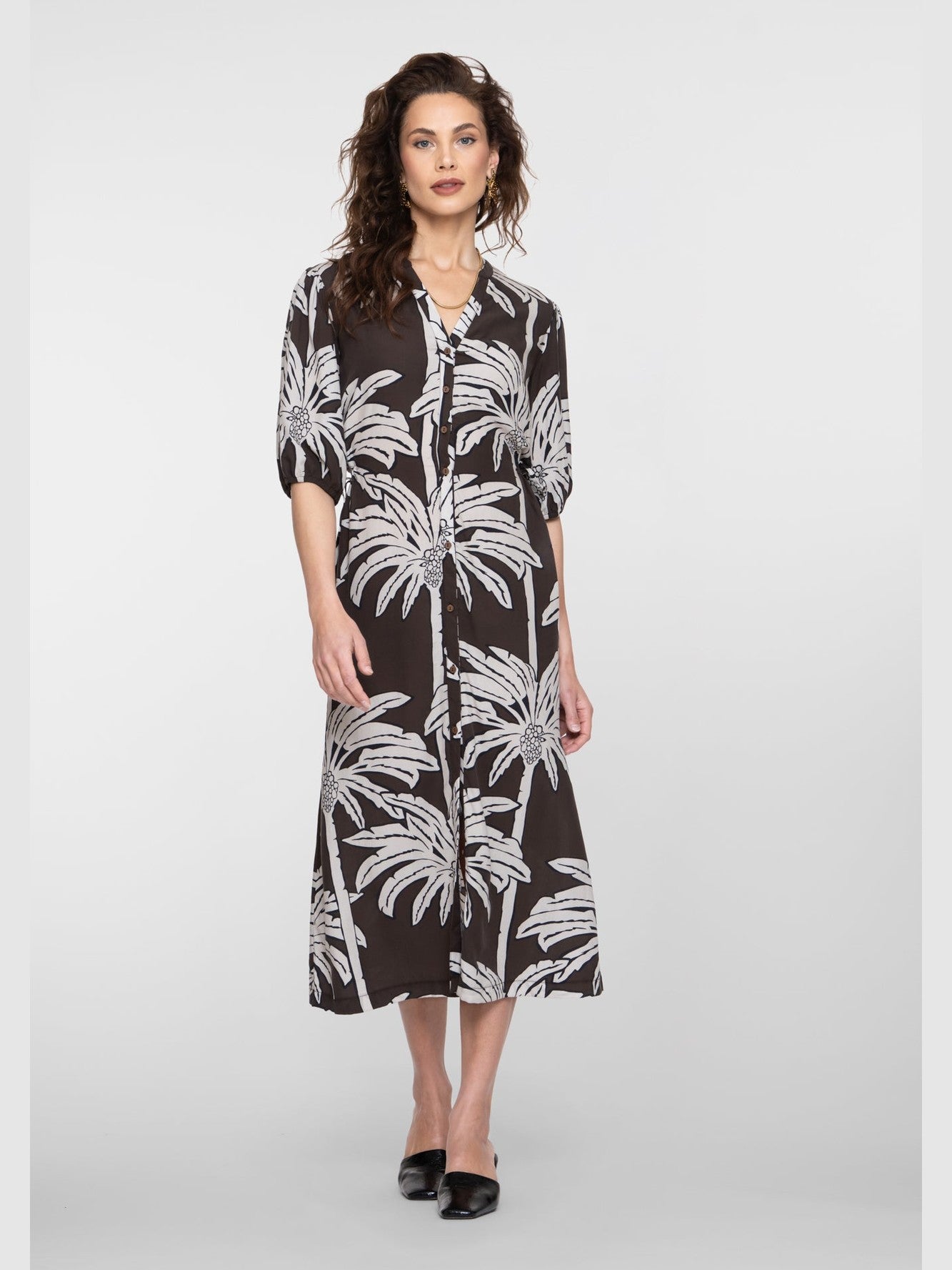 67113-20 Jurk met palmboom print