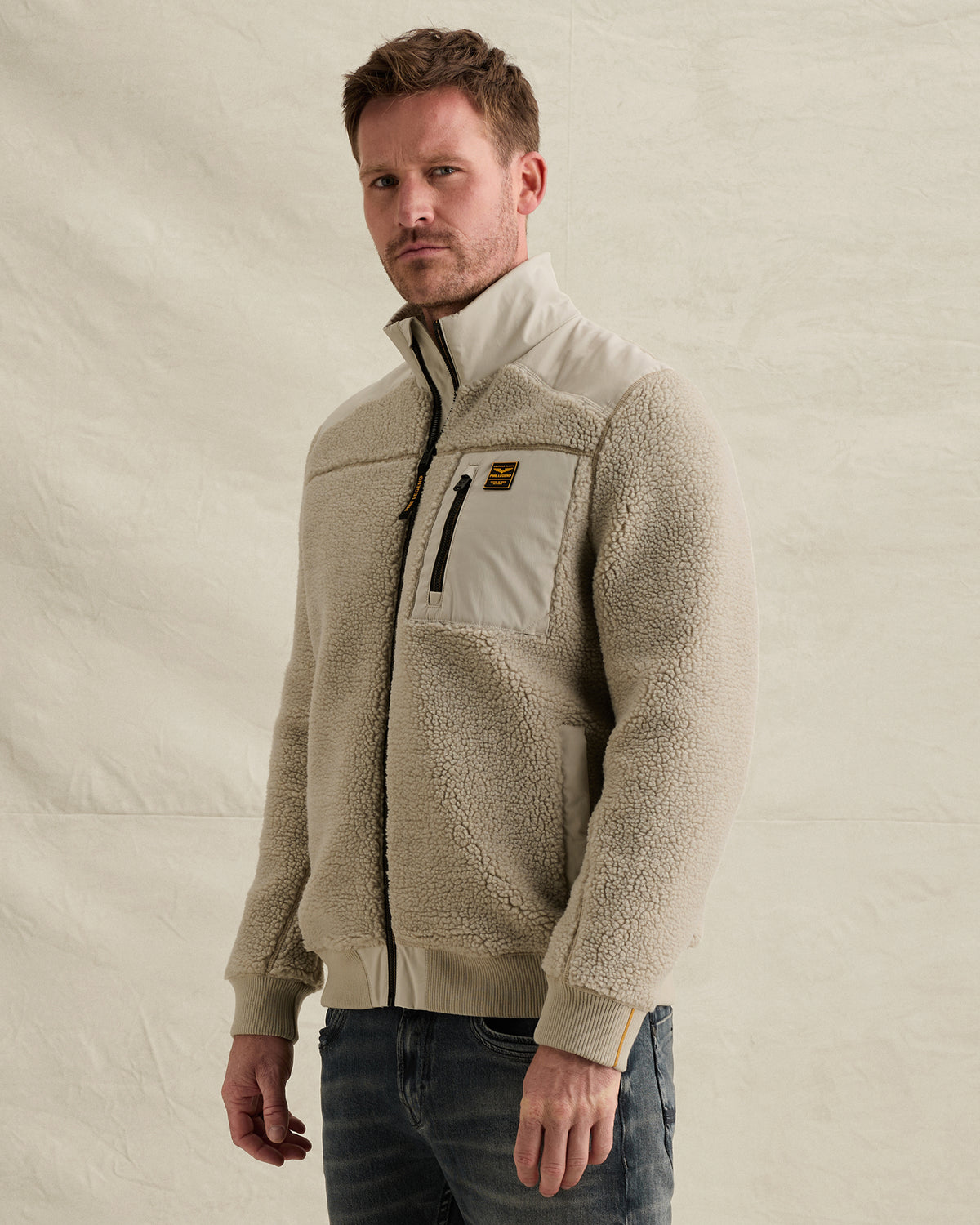 PME Legend jas grijs – Sherpa Hybrid Jacket zijkant