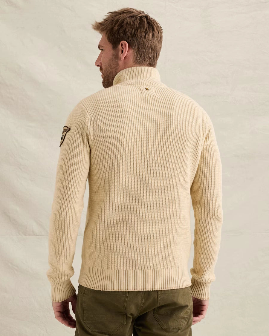 Half Zip Trui Structuurmix Gebroken Wit
