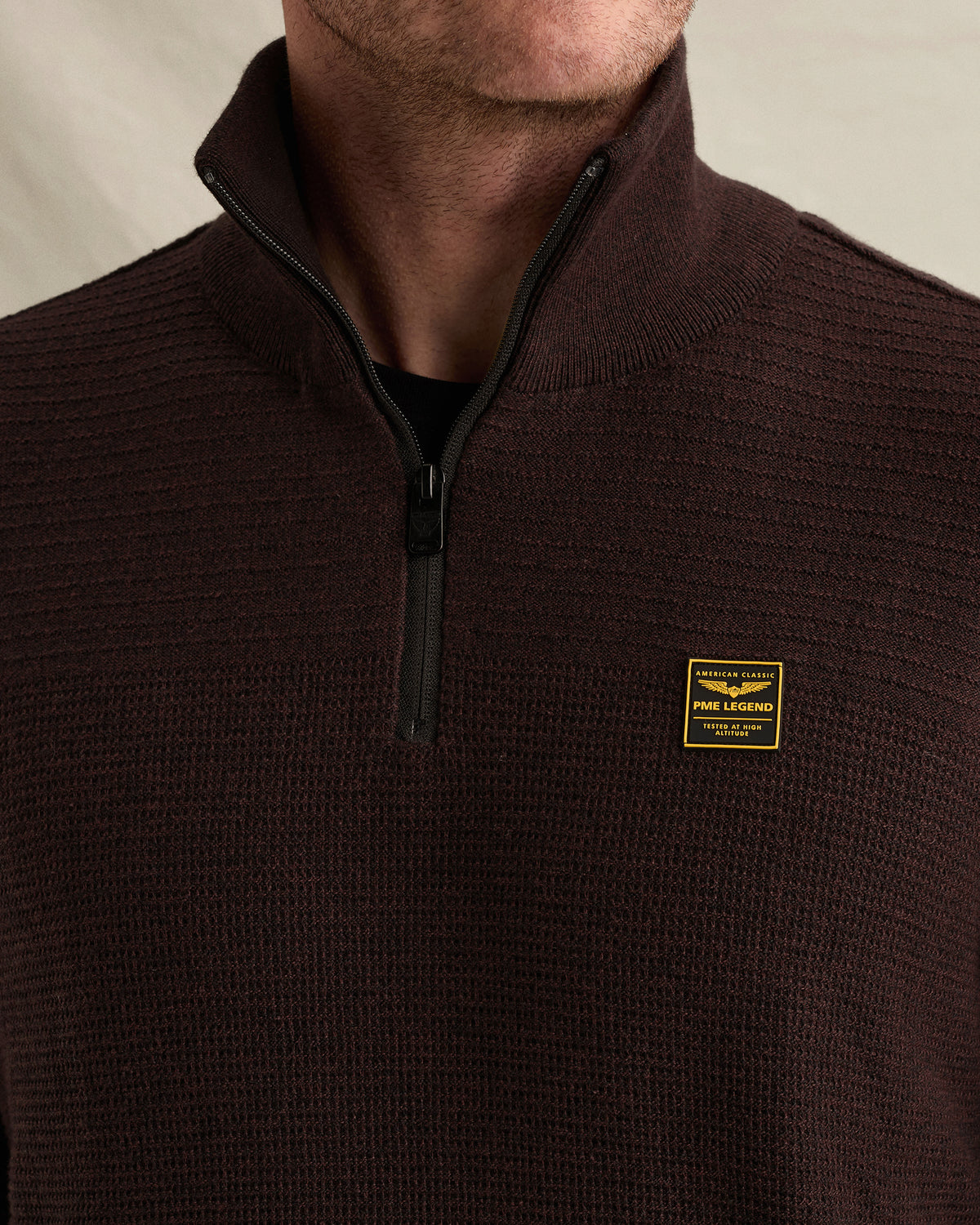 PME Legend half zip trui aubergine – draagbeeld