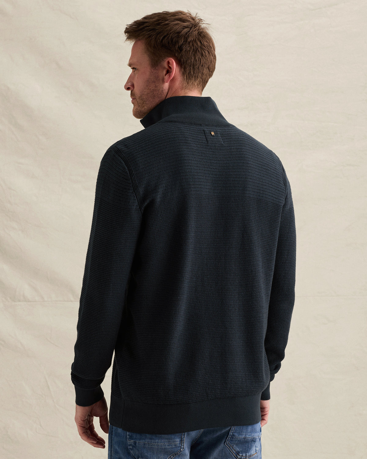 PME Legend half zip trui donkerblauw – achteraanzicht