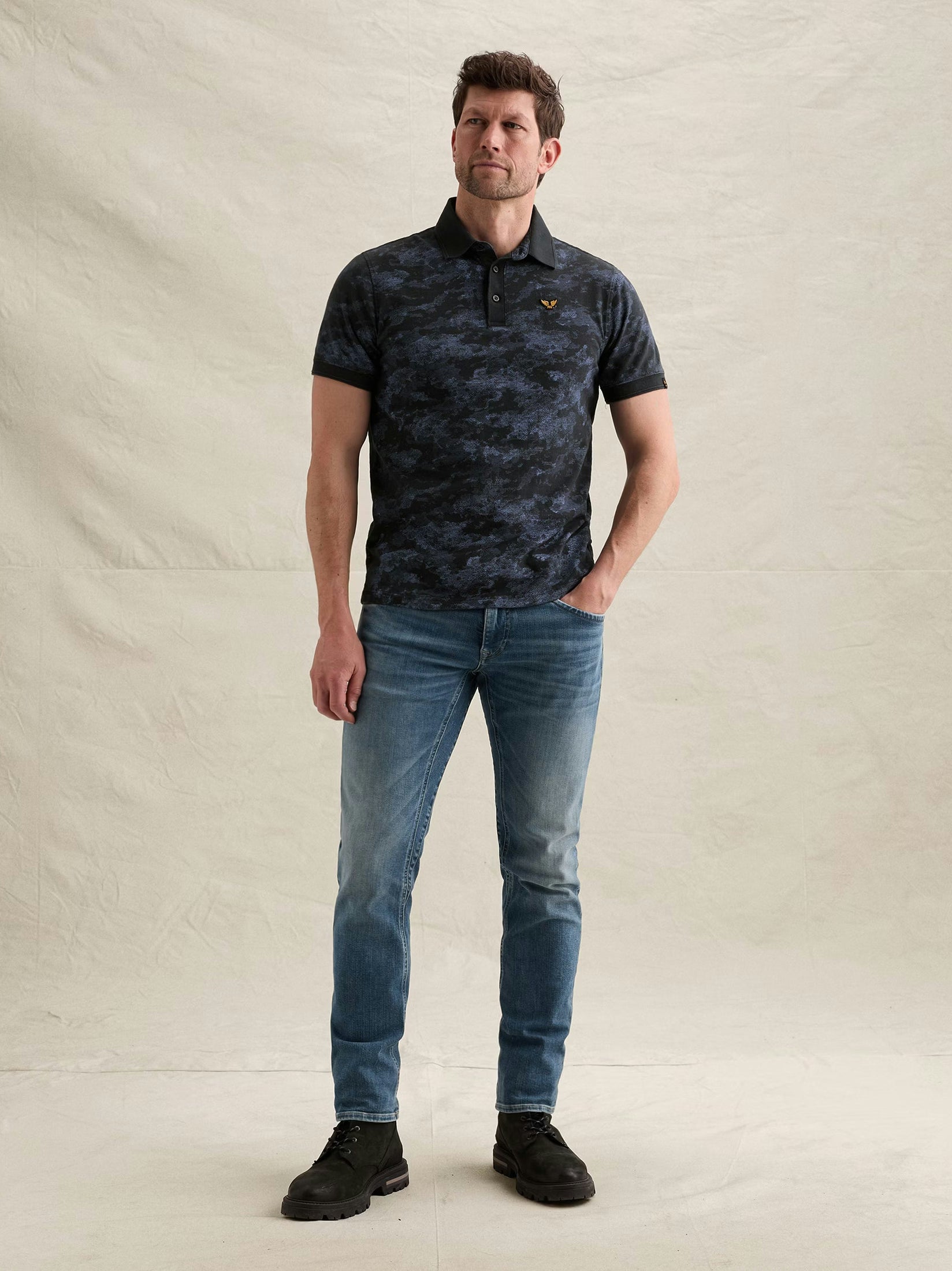 Polo Korte Mouw Camouflageprint Carbon