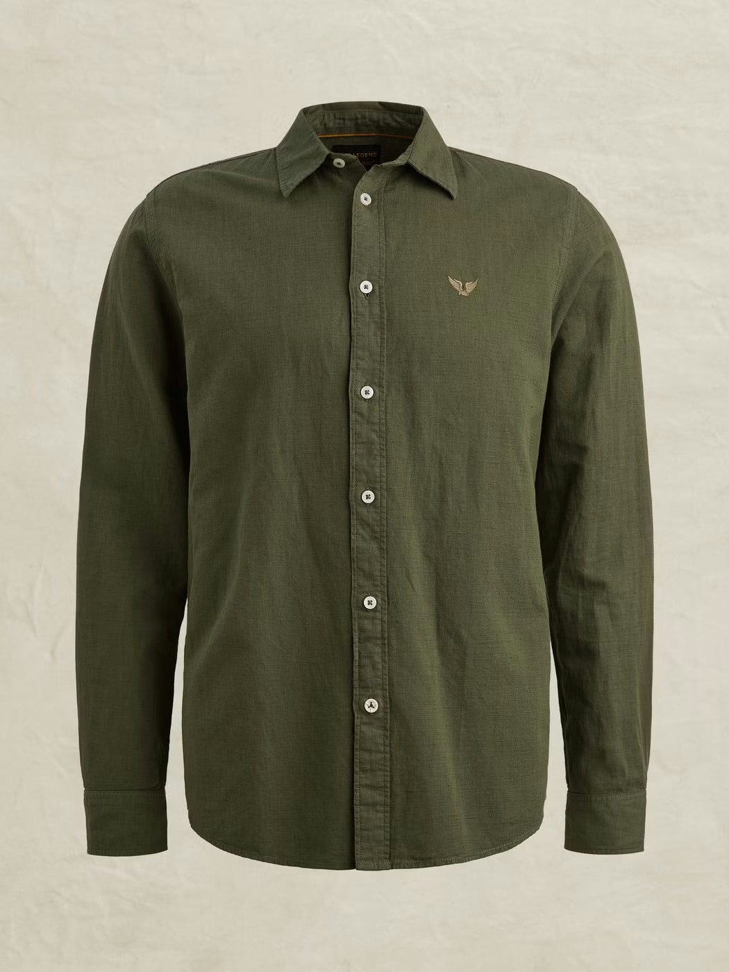 PSI2603243-6150 Overhemd garment-dye groen