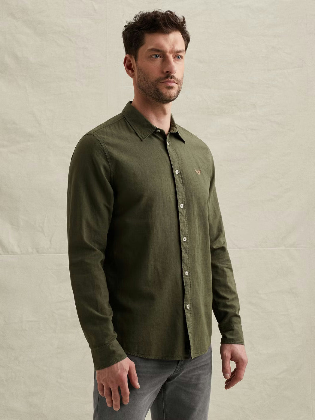 PSI2603243-6150 Overhemd garment-dye groen