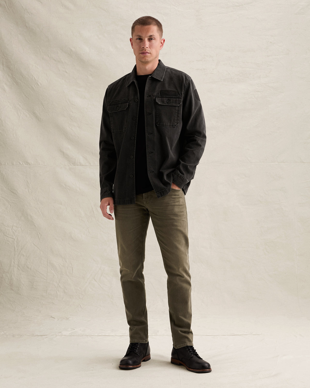 PME Legend overshirt donkerbruin met structuur