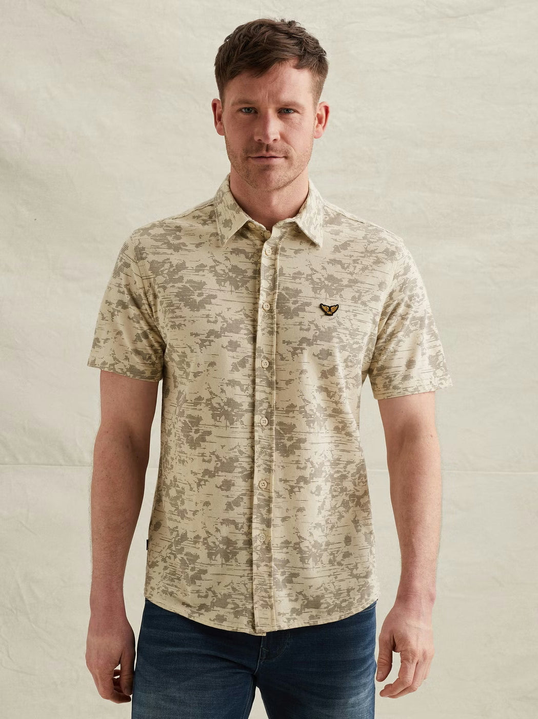 PSIS2603254-7011 Overhemd allover print beige - Castelijn mode