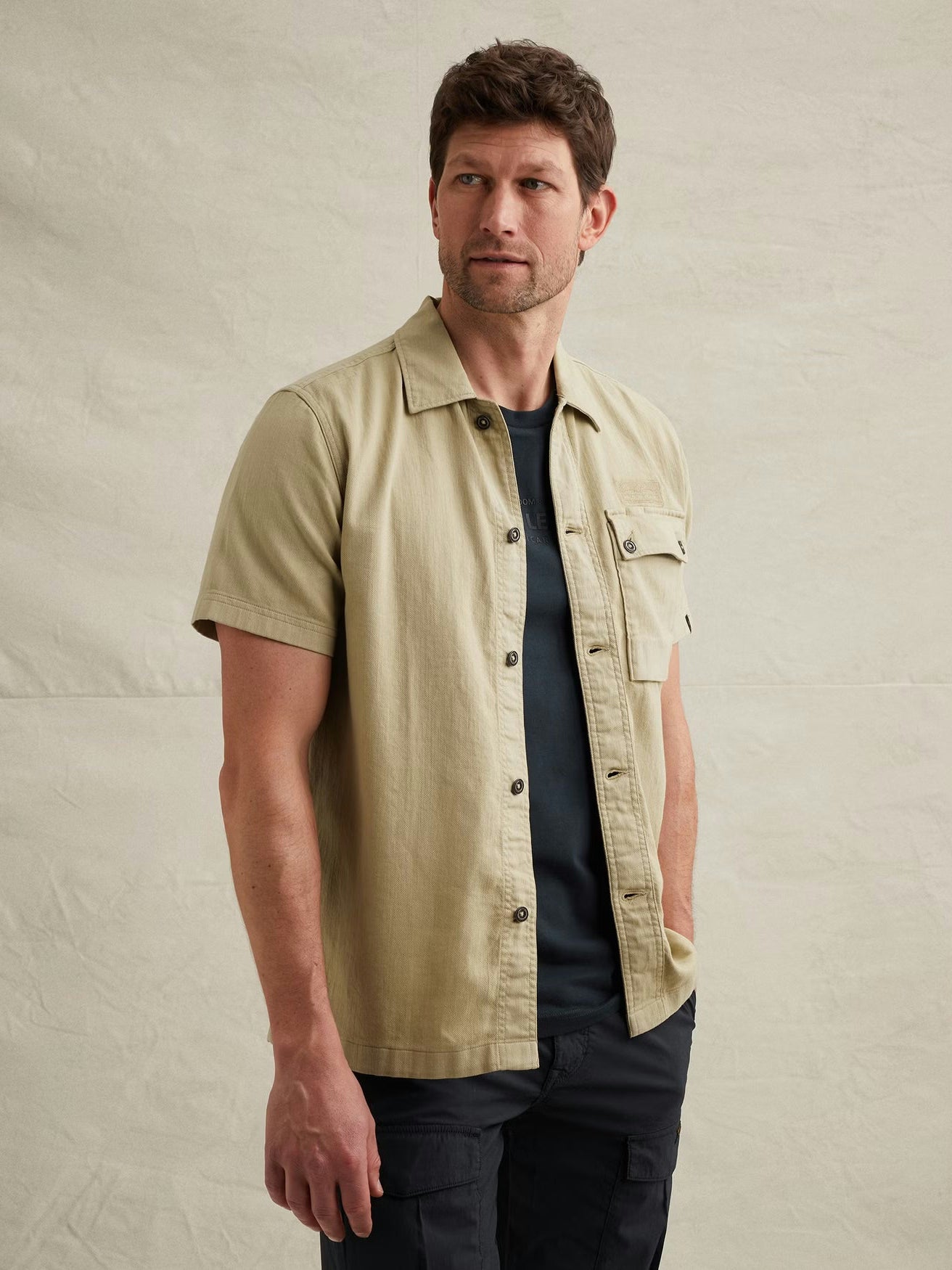 PSIS2604230-6001 Overhemd Korte Mouw Garment-Dye