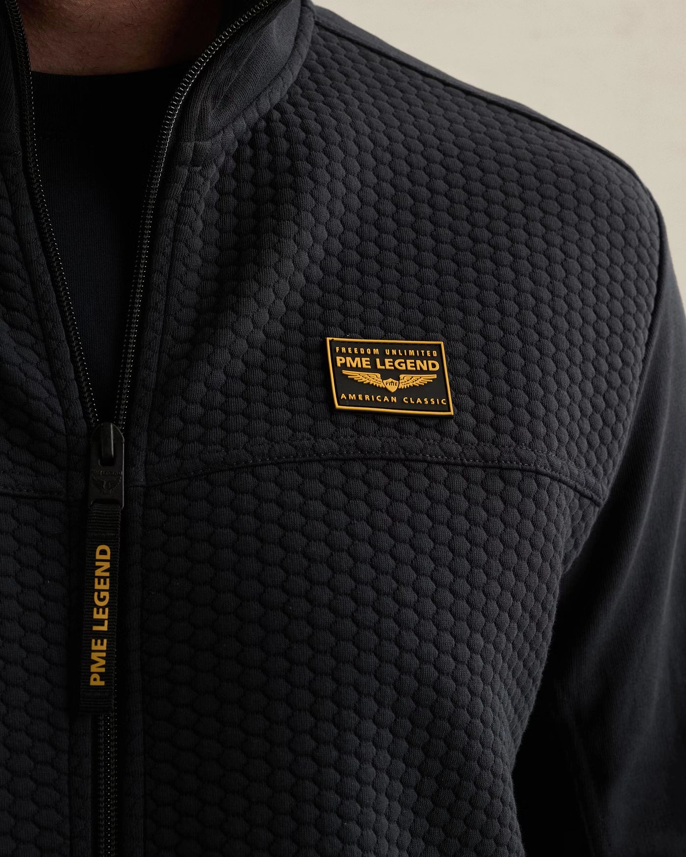 Vest Rits Structuur Donkerblauw