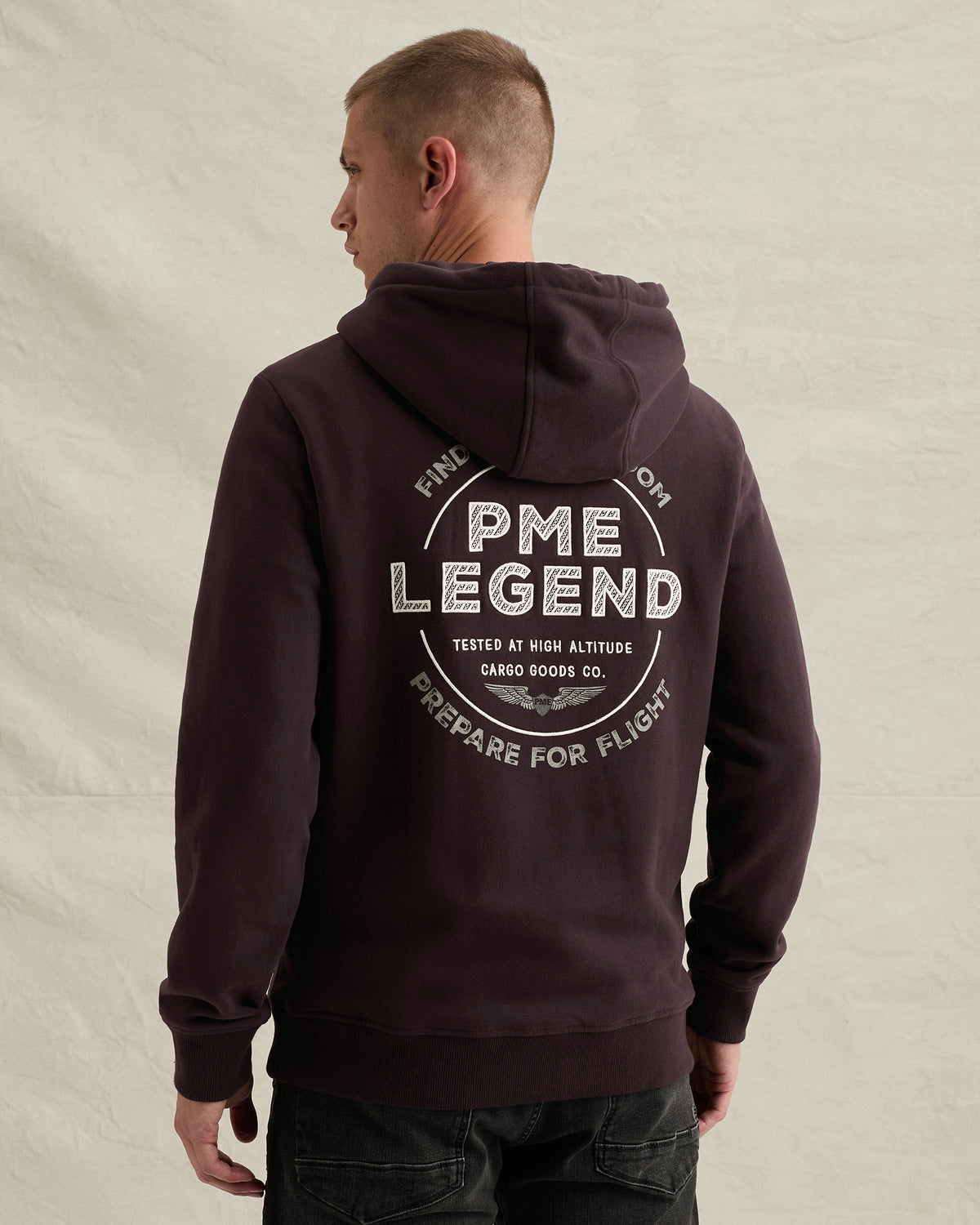 PME Legend hoodie aubergine – vooraanzicht