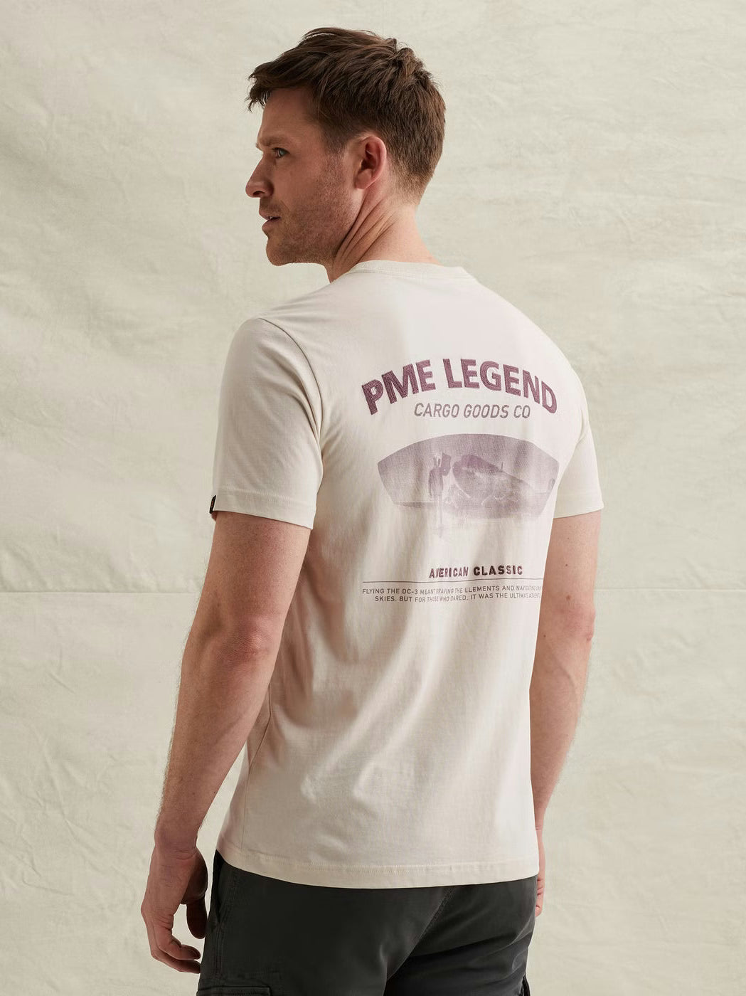 PTSS2603571-7013 T-shirt met backprint beige - Castelijn mode