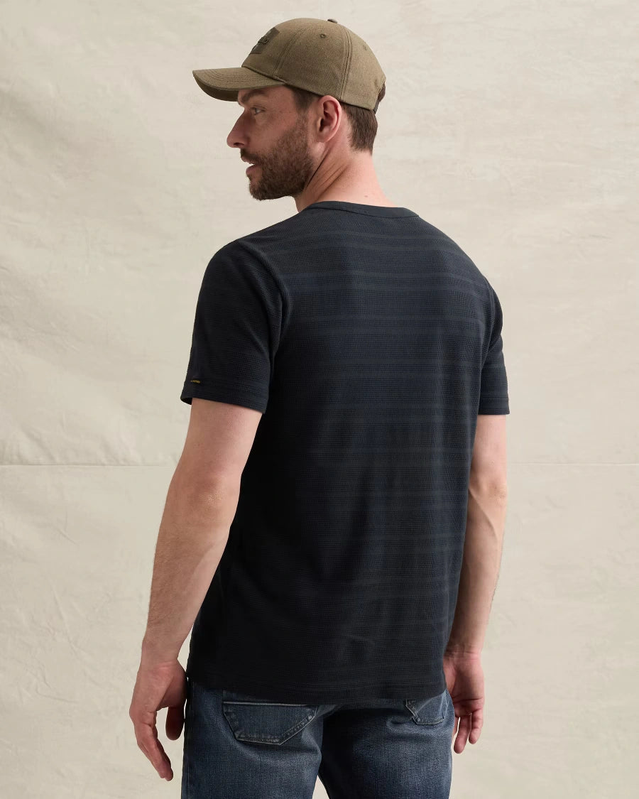T-Shirt Waffle Structuur Donkerblauw